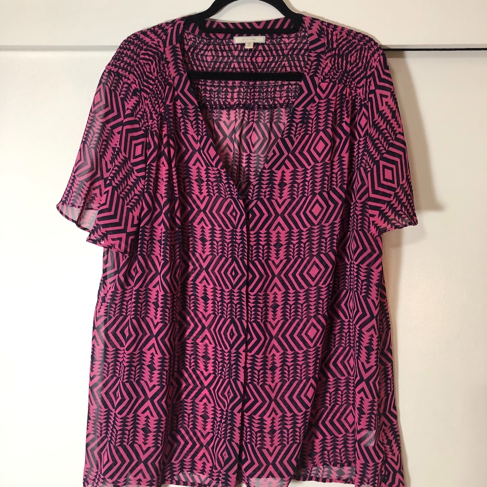 Pleione sheer blouse with ruched shoulder detail